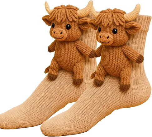 wepgjwmao Animal Socks, 3D Knit Animal Socks for women, Cute Plush Animals Hug Sock, Long Stocking Sock for Christmas Gifts in Saudi Arabia