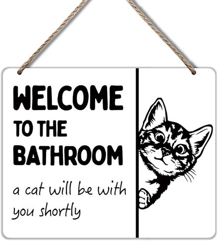 Udinaz Funny Dog Welcome Hanging Sign for Bathroom, Funny Bathroom Wall Decor, Humorous Dog Hanging Wood Plaque Decor for Bath Room Washroom Wall Door Decorations in Saudi Arabia