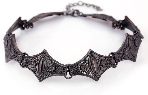 Short Oxidized Filigree Choker Statement Necklace for Women Men Ancient Punk Gothic Patterns Geometric Neck Chain Collar Bib Vintage Retro Necklaces Inidan Traditional Bollywood Gypsy Jewelry in Saudi Arabia