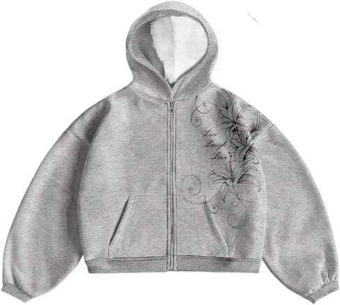 Obenie Unisex Pattern Zipper Hoodie Sweatshirt Y2K Hoodie Casual Jacket Street Wear in Saudi Arabia