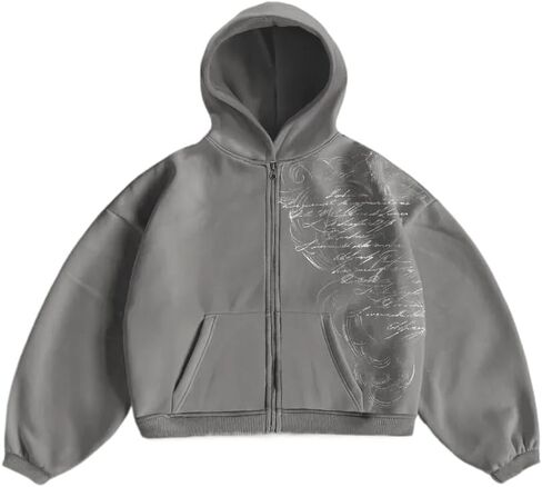 Obenie Unisex Pattern Zipper Hoodie Sweatshirt Y2K Hoodie Casual Jacket Street Wear in Saudi Arabia