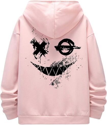 Floerns Men's Casual Graphic Print Long Sleeve Drawstring Hoodie Fashion Athletic Pullover Sweatshirt in Saudi Arabia