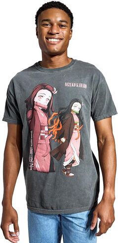 تي شيرت Bioworld Demon Slayer Side-by-Side Nezuko للرجال ذو رقبة دائرية سوداء وأكمام قصيرة in Kuwait
