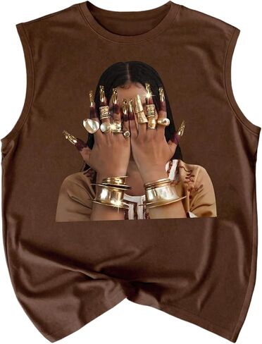 QJQ Men's Graphic Tank Top Crew Neck Sleeveless Sexy Clothes Hippop Summer Rapper Streetwear in Saudi Arabia
