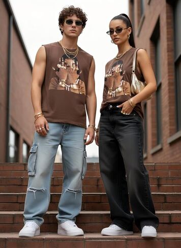 QJQ Men's Graphic Tank Top Crew Neck Sleeveless Sexy Clothes Hippop Summer Rapper Streetwear in Saudi Arabia