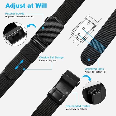 Ratchet Golf Belt for Men 2 pack, Nylon Web Tactical Belt, Trim to Fit in Saudi Arabia
