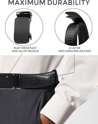KEYNAT Ratchet Belts for Men, Dress Ratchet Belt Genuine Leather 1 3/8", Mens Belt with Automatic Alloy Buckle in Saudi Arabia