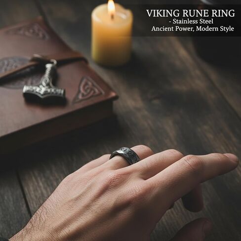 Celtic Spinner Ring 316L Stainless Steel Viking Rune Signet Ring For Men Vintage Jewely Finger Accessories Male US Size - N9 in Saudi Arabia