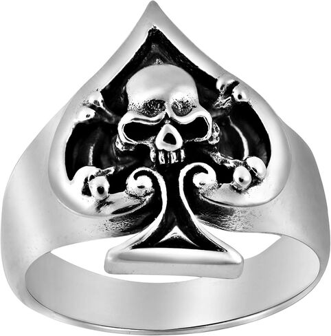 AeraVida Unique Skull in Spade Poker .925 Sterling Silver Ring in Saudi Arabia