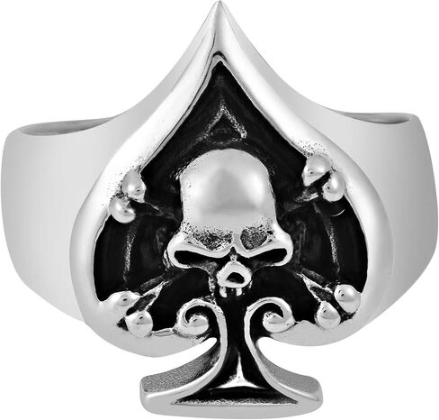 AeraVida Unique Skull in Spade Poker .925 Sterling Silver Ring in Saudi Arabia