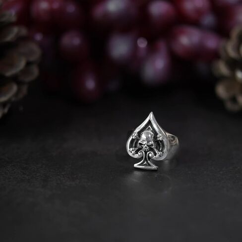 AeraVida Unique Skull in Spade Poker .925 Sterling Silver Ring in Saudi Arabia