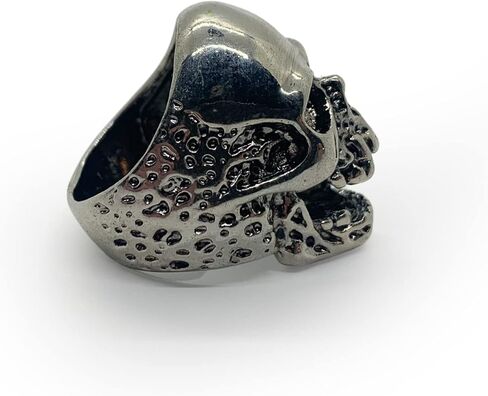 Seven Seas Pirates Gaping Eyes and Worm Holes Skull Ring - Silver - Stainless Steel Biker Jewelry in Saudi Arabia