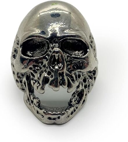 Seven Seas Pirates Gaping Eyes and Worm Holes Skull Ring - Silver - Stainless Steel Biker Jewelry in Saudi Arabia
