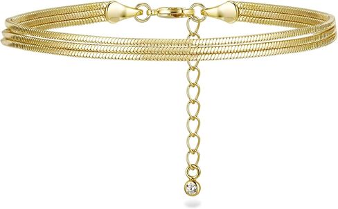 أساور جينير الذهب في الكاحل للنساء ， سلسلة مقاومة للماء مقاومة للماء الذهب 14K. in Kuwait