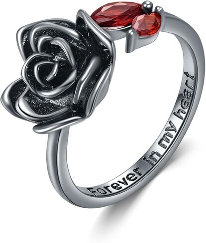 925 Sterling Silver Black Rose Flower Cremation Urn Ring Loved Ones Ashes Cremation Keepsake Ring Jewelry for Women Size 7 in Saudi Arabia