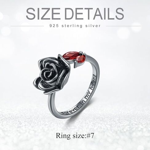 925 Sterling Silver Black Rose Flower Cremation Urn Ring Loved Ones Ashes Cremation Keepsake Ring Jewelry for Women Size 7 in Saudi Arabia