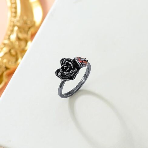 925 Sterling Silver Black Rose Flower Cremation Urn Ring Loved Ones Ashes Cremation Keepsake Ring Jewelry for Women Size 7 in Saudi Arabia