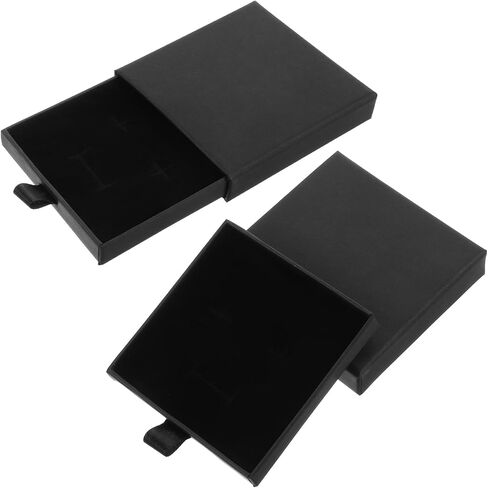 Abeillo 2 Pack Jewelry Gift Boxes Thick Paper Box, 3.1x3.1x0.7 Inch Small Jewelry Gift Boxes (Black) in Saudi Arabia