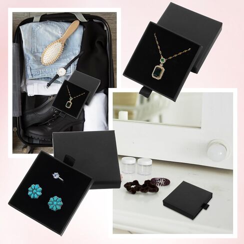 Abeillo 2 Pack Jewelry Gift Boxes Thick Paper Box, 3.1x3.1x0.7 Inch Small Jewelry Gift Boxes (Black) in Saudi Arabia
