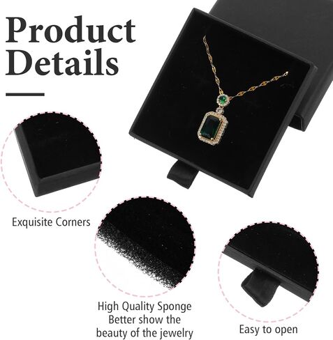 Abeillo 2 Pack Jewelry Gift Boxes Thick Paper Box, 3.1x3.1x0.7 Inch Small Jewelry Gift Boxes (Black) in Saudi Arabia