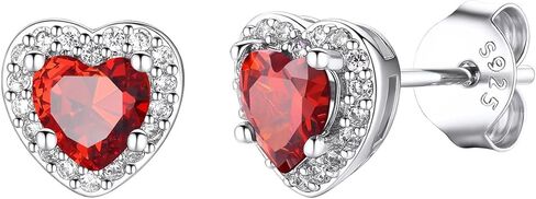 KeyStyle Birthstone Earrings for Women,Hypoallergenic Square/Round/Heart Stud Earrings with 925 Sterling Silver Posts & Push Backs,Small Dainty 5/6mm CZ Stud Earrings, Gold Silver Birthday Jewelry in Saudi Arabia