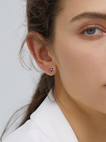 KeyStyle Birthstone Earrings for Women,Hypoallergenic Square/Round/Heart Stud Earrings with 925 Sterling Silver Posts & Push Backs,Small Dainty 5/6mm CZ Stud Earrings, Gold Silver Birthday Jewelry in Saudi Arabia