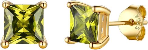 KeyStyle Birthstone Earrings for Women,Hypoallergenic Square/Round/Heart Stud Earrings with 925 Sterling Silver Posts & Push Backs,Small Dainty 5/6mm CZ Stud Earrings, Gold Silver Birthday Jewelry in Saudi Arabia