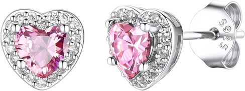 KeyStyle Birthstone Earrings for Women,Hypoallergenic Square/Round/Heart Stud Earrings with 925 Sterling Silver Posts & Push Backs,Small Dainty 5/6mm CZ Stud Earrings, Gold Silver Birthday Jewelry in Saudi Arabia