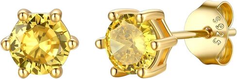 KeyStyle Birthstone Earrings for Women,Hypoallergenic Square/Round/Heart Stud Earrings with 925 Sterling Silver Posts & Push Backs,Small Dainty 5/6mm CZ Stud Earrings, Gold Silver Birthday Jewelry in Saudi Arabia