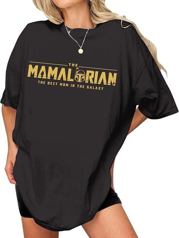 Mamalorian Shirt - Mama Shirts for Mom - Mother Day T-Shirt on Christmas from Daughter - Birthday Gift for Mom from Son (Black-L) in Saudi Arabia
