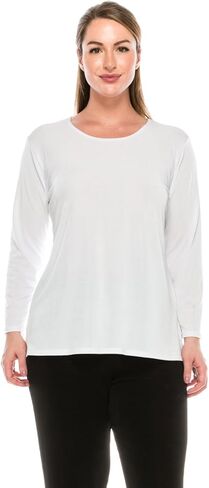 Jostar Women's Basic T Shirts - Long Sleeve Stretch Soft Round Neck Solid Top in Saudi Arabia