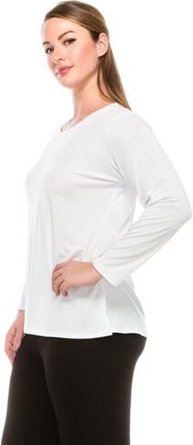 Jostar Women's Basic T Shirts - Long Sleeve Stretch Soft Round Neck Solid Top in Saudi Arabia