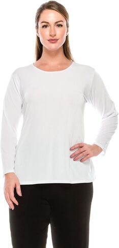 Jostar Women's Basic T Shirts - Long Sleeve Stretch Soft Round Neck Solid Top in Saudi Arabia