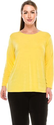 Jostar Women's Basic T Shirts - Long Sleeve Stretch Soft Round Neck Solid Top in Saudi Arabia