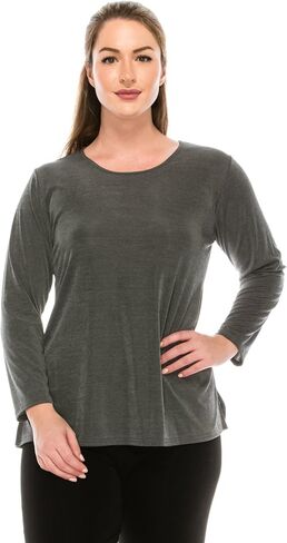 Jostar Women's Basic T Shirts - Long Sleeve Stretch Soft Round Neck Solid Top in Saudi Arabia