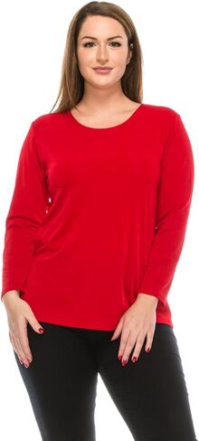 Jostar Women's Basic T Shirts - Long Sleeve Stretch Soft Round Neck Solid Top in Saudi Arabia