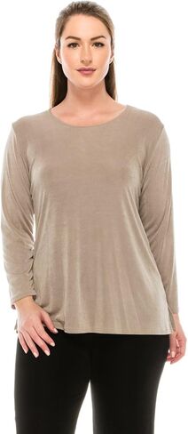 Jostar Women's Basic T Shirts - Long Sleeve Stretch Soft Round Neck Solid Top in Saudi Arabia