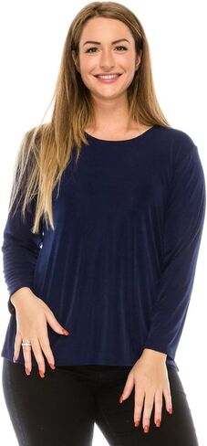 Jostar Women's Basic T Shirts - Long Sleeve Stretch Soft Round Neck Solid Top in Saudi Arabia