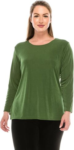 Jostar Women's Basic T Shirts - Long Sleeve Stretch Soft Round Neck Solid Top in Saudi Arabia