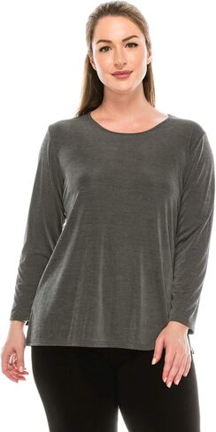Jostar Women's Basic T Shirts - Long Sleeve Stretch Soft Round Neck Solid Top in Saudi Arabia