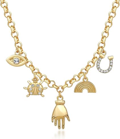 BONJOULRY Chunky Gold Necklace for Women Gold Evil Eye Cowboy Pendant Necklace Dainty Paperclip Chain Vintage Luck Amulet Choker Necklaces Celestial Jewelry Gift in Saudi Arabia