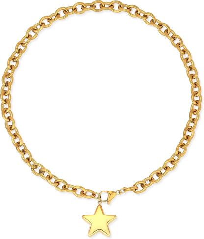 BONJOULRY Chunky Gold Necklace for Women Gold Evil Eye Cowboy Pendant Necklace Dainty Paperclip Chain Vintage Luck Amulet Choker Necklaces Celestial Jewelry Gift in Saudi Arabia