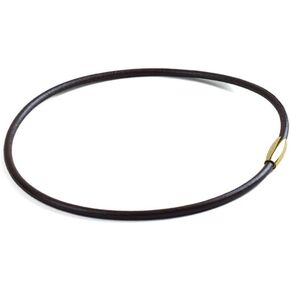 BLKSMTH Women's CHOKER Nappa Cowhide 18k Gold Plated Olive Shaped Magnet Clasp Clavicle Neck Necklace (金色/棕色, 40cm/15.7inch) in Saudi Arabia