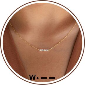 Gold Initial Necklace for Women, Dainty Gold Necklace with Morse Code Initial Necklaces for Women Trendy Letter Necklace with A-Z Crystal Choker Stocking Stuffers for Teen Birthday Christmas Jewelry in Kuwait