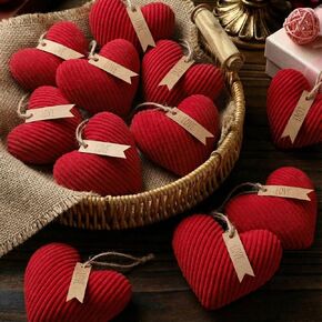 24 Pcs Valentines Heart Ornaments, 2.56 Inch Heart Shape Hanging Ornaments DIY Crafts Baubles for Gift Wrapping Wedding Anniversary Engagement Romantic Party Decor(Red Pink White) in Saudi Arabia