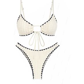 Seamolly Fruit Cherry Print Cinched Tie Front Cheeky Bikini Set in Kuwait