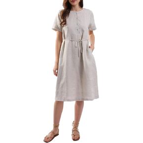 Amazhiyu Womens Pure Linen Summer Short Sleeve Midi Dresses with Pockets in Saudi Arabia