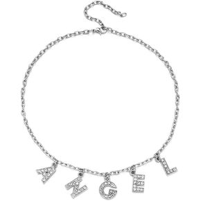 قلادة ملاك كريستالية على شكل حرف Harajuku من The Woo حرف حب للأطفال على شكل حرف حب وقلادة بانك للنساء والبنات قلادة كريستال لامعة للسيدات كولير زوجين هدية قلادة على شكل قطرة مجوهرات in Kuwait