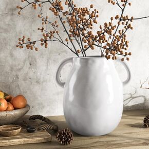 مزهرية سيراميك باللون الأزرق الداكن مقاس 7 بوصة مع مقابض، مزهرية زرقاء مزججة حديثة للزهور، مزهرية زهرة عتيقة لمنزل المزرعة لتزيين المنزل، الطاولة، العداد، غرفة المعيشة، غرفة النوم، المدخل in Kuwait