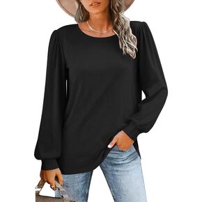 Misakia Womens Long Sleeve Shirts Basic Tee Fall Trendy Spring Top Dressy Casual Crew Neck Work Tunic 2025 Fashion Outfits in Kuwait